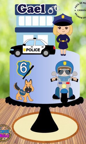 Arquivo de Corte Topo de Bolo Policia Cute