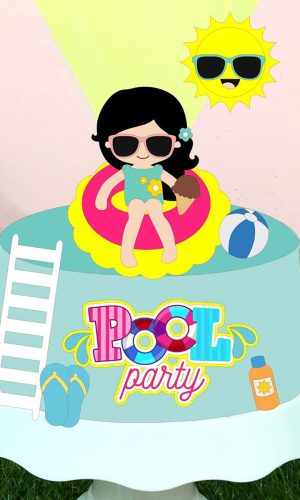 Arquivo de Corte: Topo de Bolo Pool Party Menina 004
