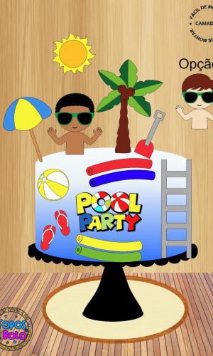Arquivo de Corte Topo de Bolo Pool Party Menino 02