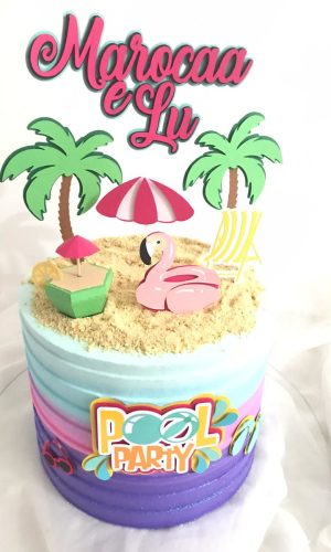 Arquivo de Corte Topo de Bolo Pool Party Ganhe +3 Produtos