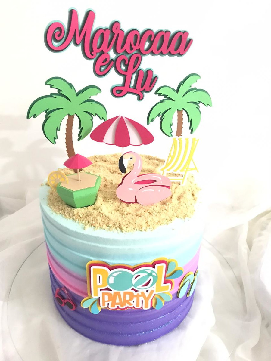 Arquivo de Corte Topo de Bolo Pool Party Ganhe +3 Produtos