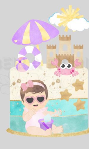 Arquivo de Corte Topo de Bolo Praia Baby Cute Camadas - Bf