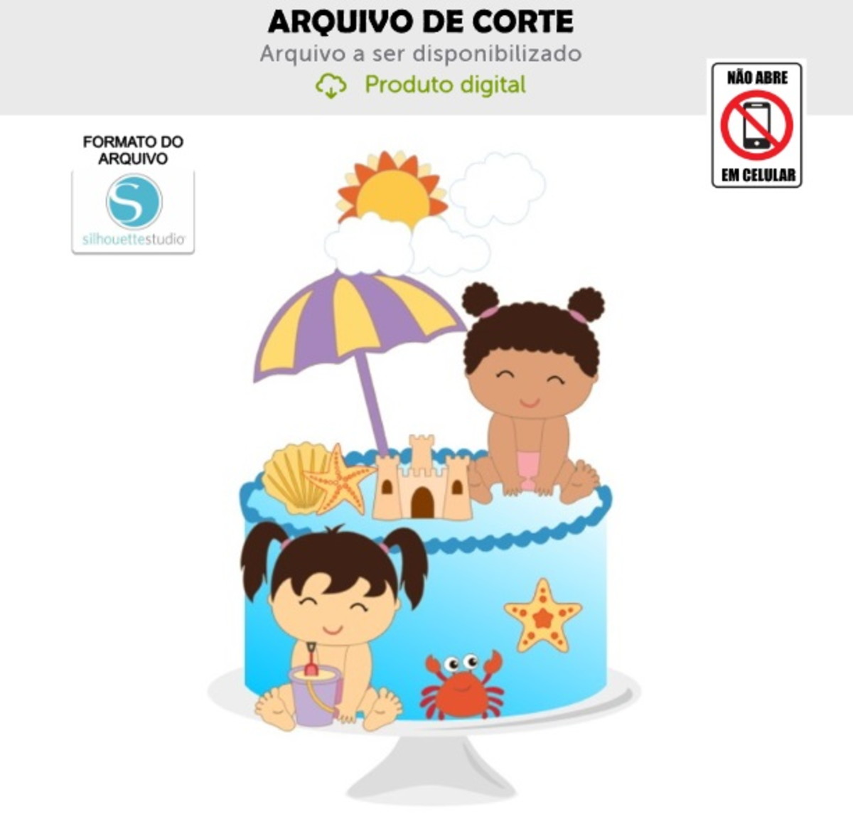 Arquivo de Corte Topo de Bolo Praia Bebês