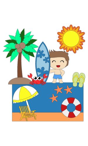 Arquivo de Corte Topo de Bolo Praia Menino em Camadas