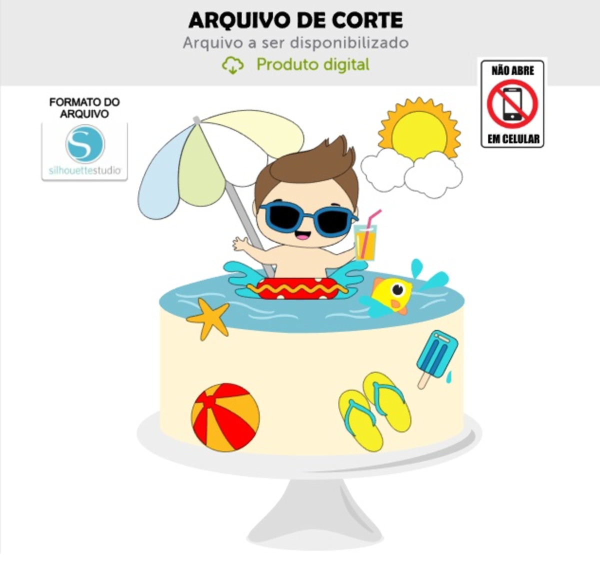 Arquivo de Corte Topo de Bolo Praia - Menino