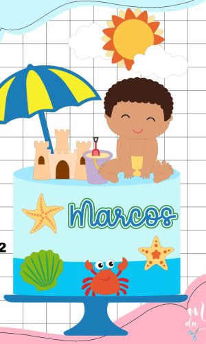 Arquivo de Corte: Topo de Bolo Praia Verão Menino 035