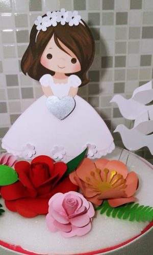 Arquivo De Corte Topo De Bolo Primeira Comunhão Menina