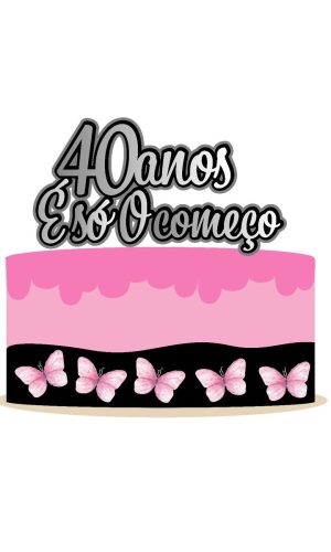 Arquivo de corte topo de bolo quarenta anos borboletas