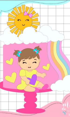 Arquivo de Corte: Topo de Bolo Raio de Sol Girl Cute 002