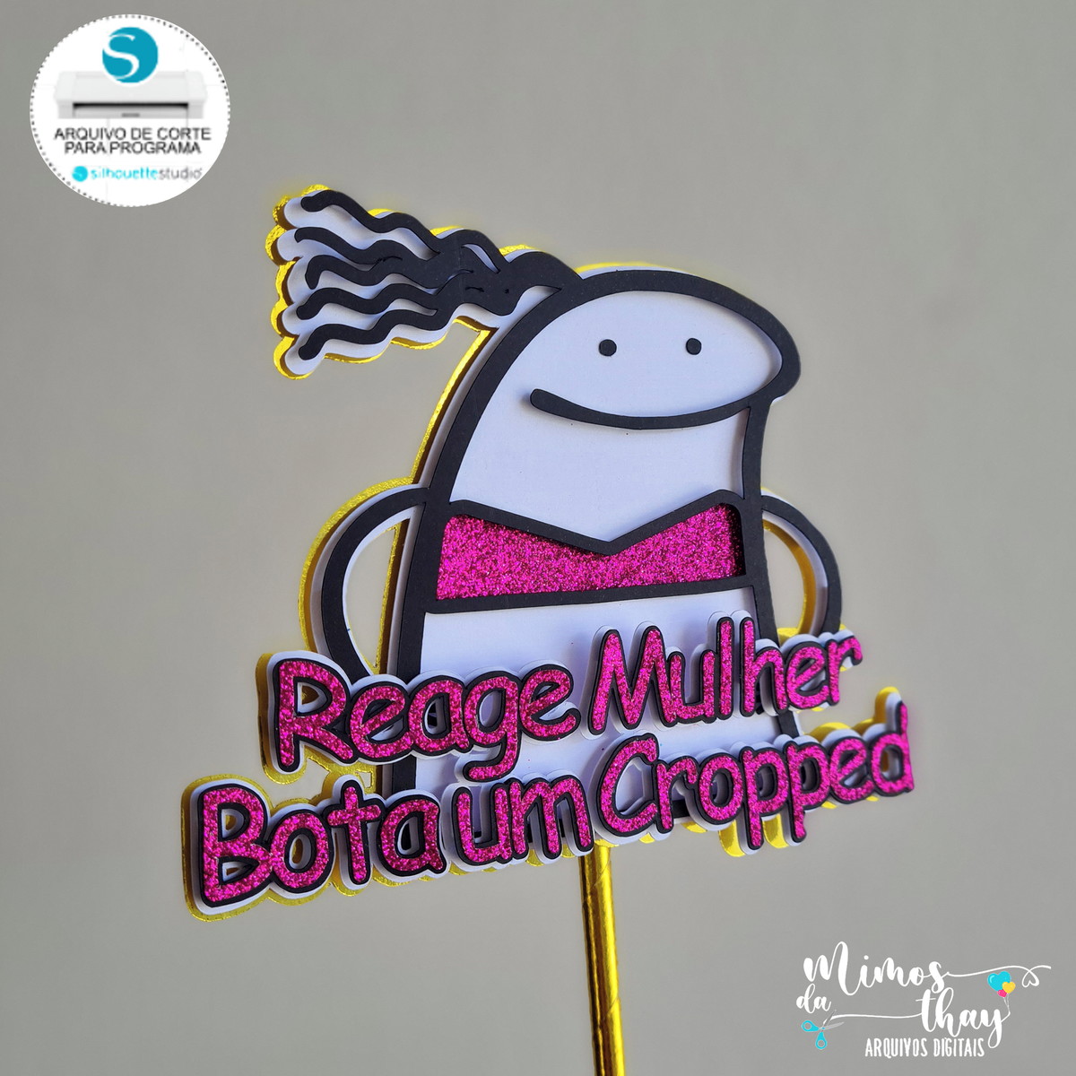 Arquivo de Corte Topo de Bolo Reage Mulher Flork 043