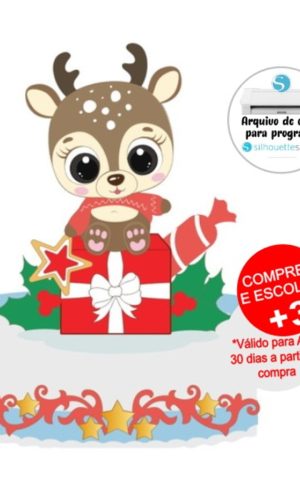 Arquivo de Corte Topo de Bolo Rena Cute Natal