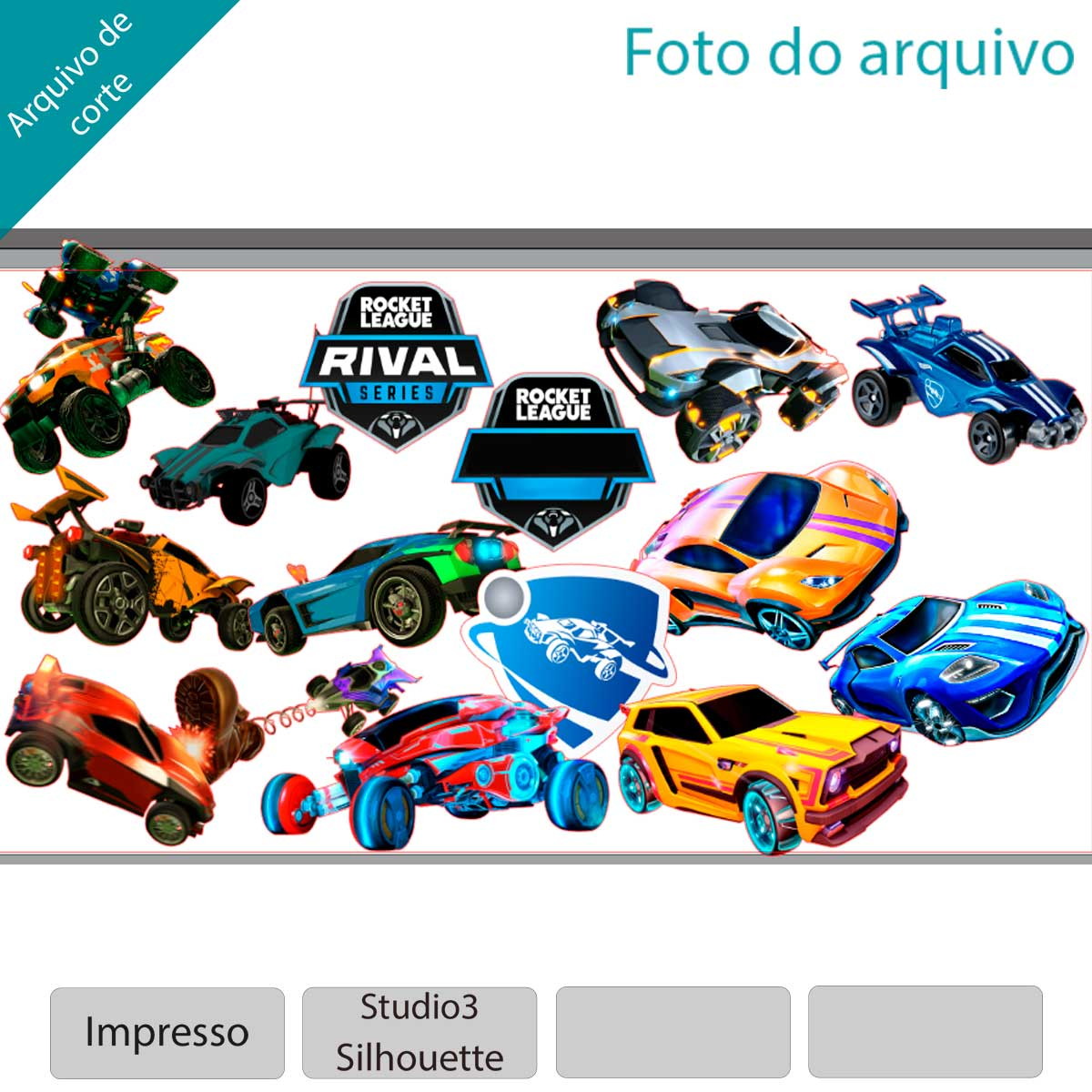 ARQUIVO de corte Topo de bolo Rocket League + 1 tema da loja