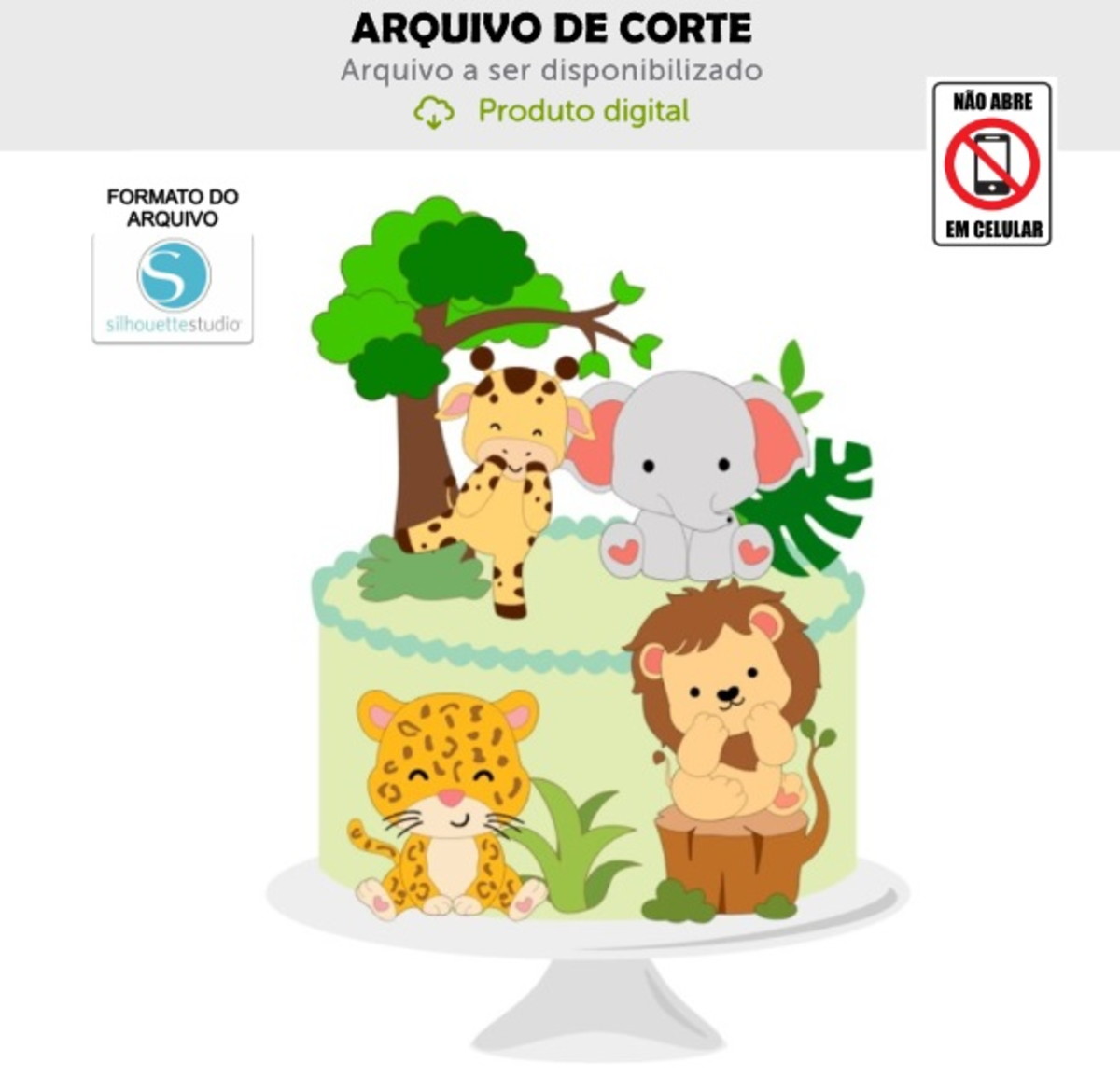 Arquivo de Corte Topo de Bolo Safari Cute