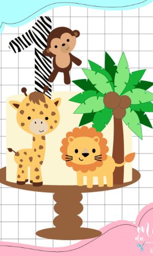 Arquivo de Corte: Topo de Bolo Safari Cute Camadas 013