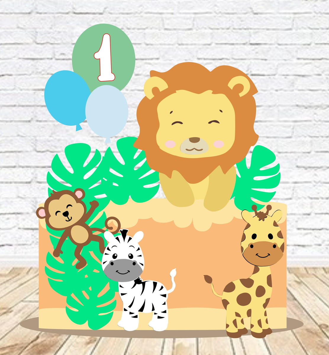 Arquivo de Corte Topo de Bolo Safari Cute Camadas Studio 006