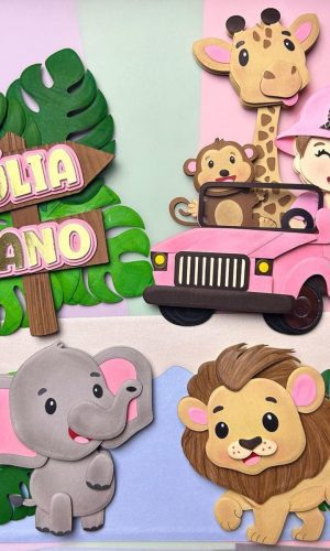 Arquivo de Corte: Topo de Bolo Safari Menina Cute 024