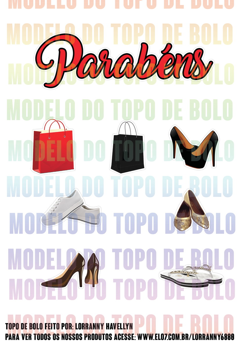 Arquivo Digital Topo de Bolo Sapatos #1 Pdf/jpg - Imagem 2