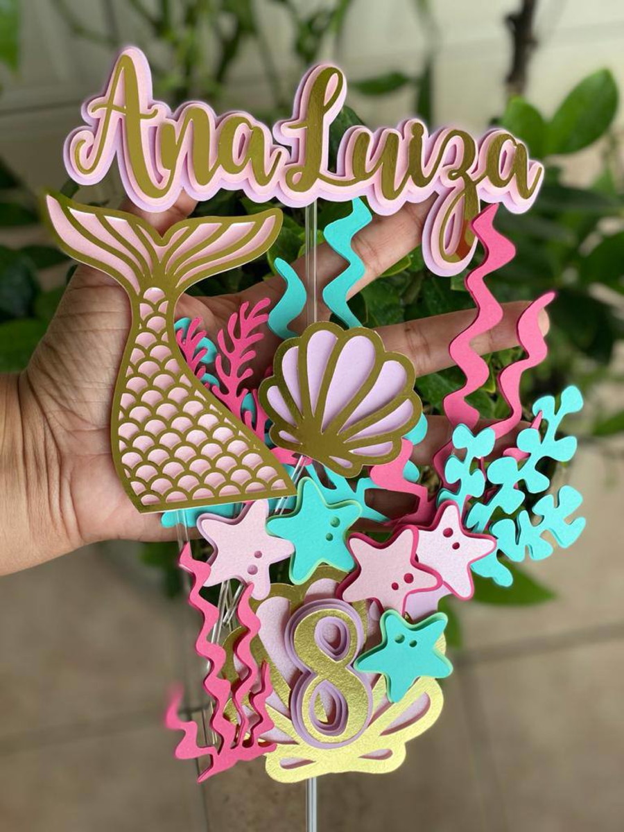 Arquivo de corte Topo de bolo Sereia CAMADAS -08-COD: 930