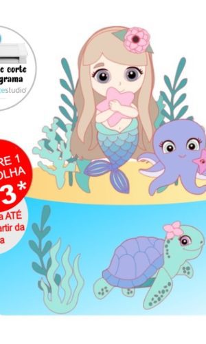 Arquivo de Corte Topo de Bolo Sereia Cute