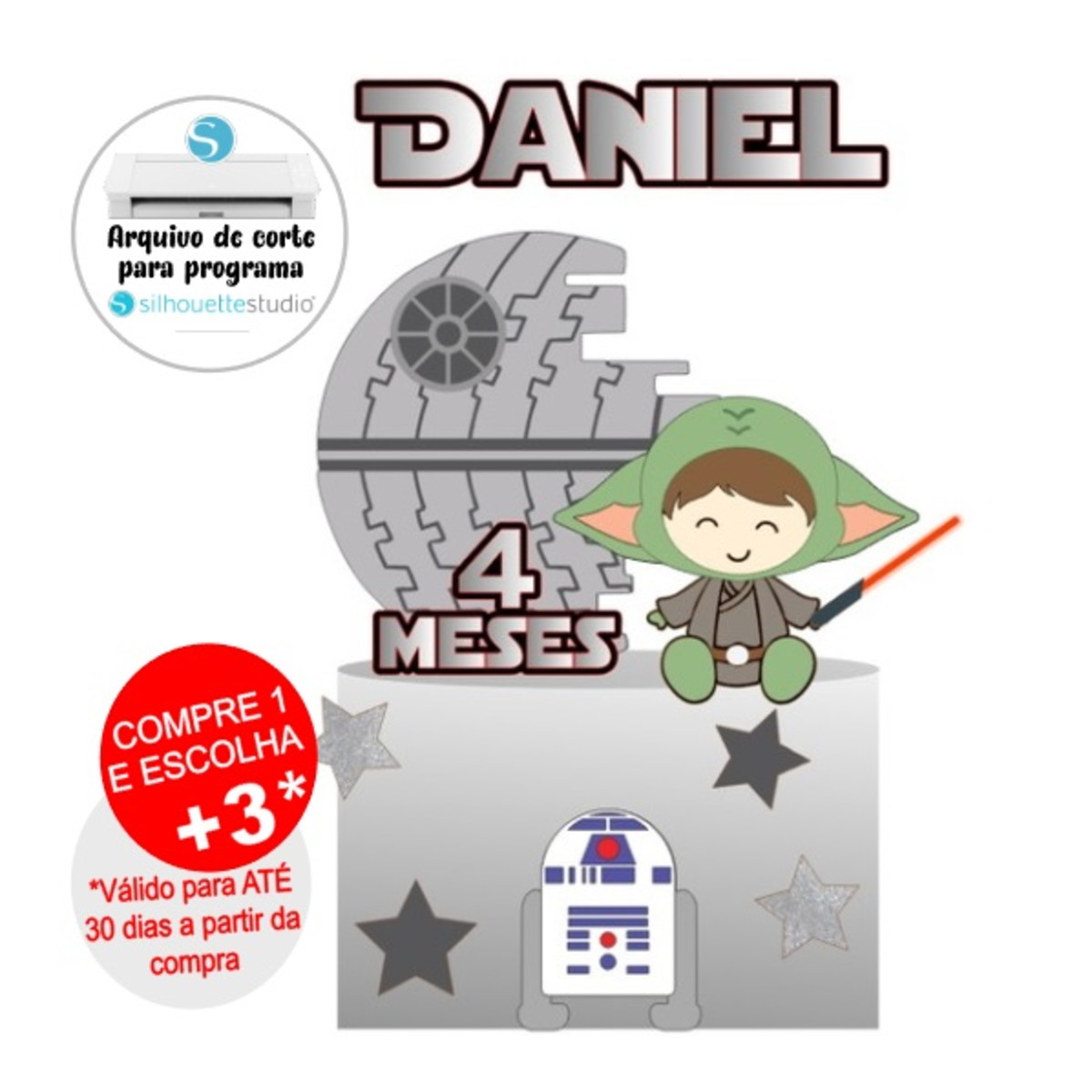 Arquivo de Corte Topo de Bolo Star Wars Bebê Yoda