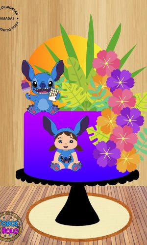 Arquivo de Corte Topo de Bolo Stitch Menina Baby