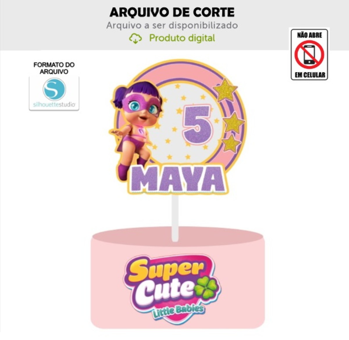 Arquivo de Corte Topo de Bolo Super Cute Little Babie