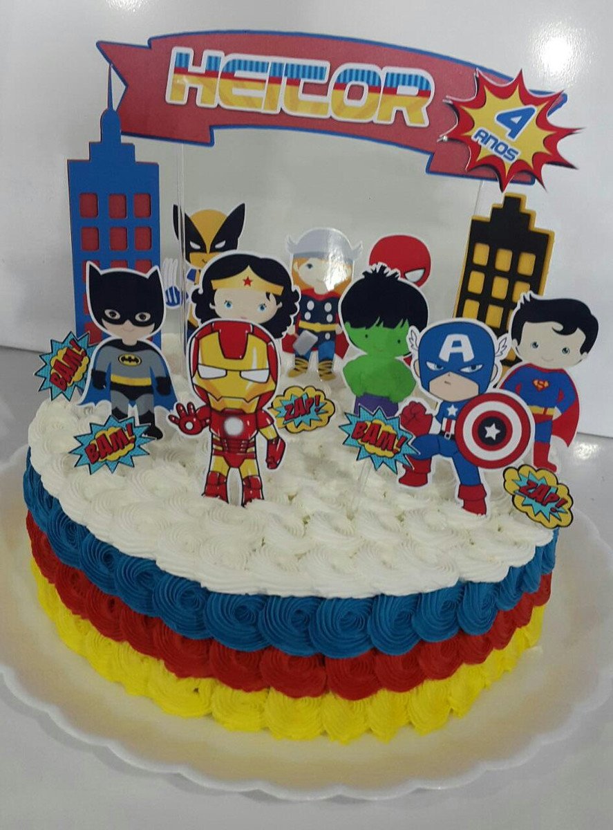 Arquivo de Corte Topo de Bolo super heróis