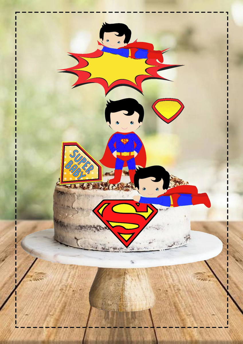 Studio/pdf Arquivo de Corte Topo de Bolo Super Man Cute - Imagem 2