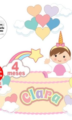 Arquivo de Corte Topo de Bolo Unicórnio Bebê Menina