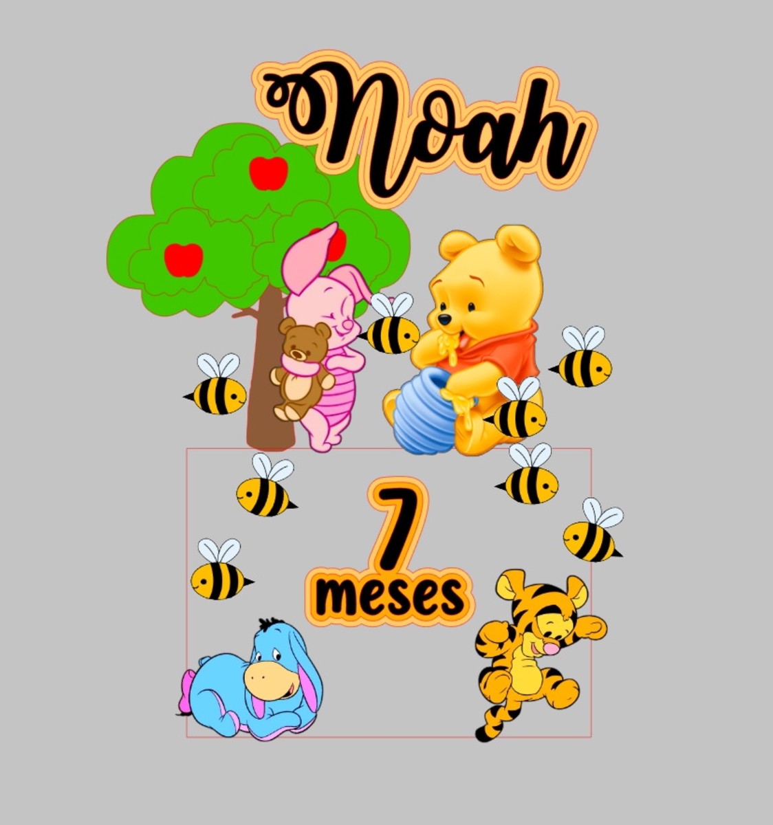 Arquivo de Corte Topo de Bolo Ursinho Pooh Baby
