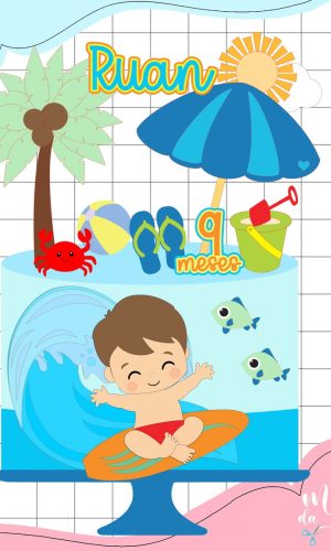 Arquivo de Corte: Topo de Bolo Verão Praia Menino 033