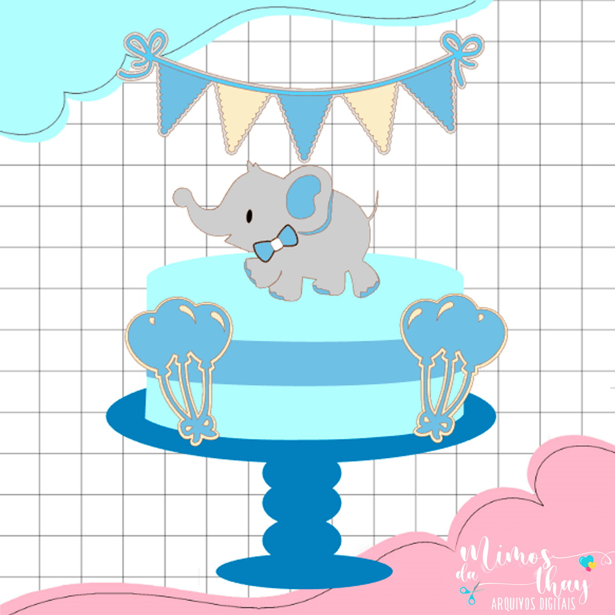 Arquivo de Corte: Topo Elefantinho Cute Menino 004