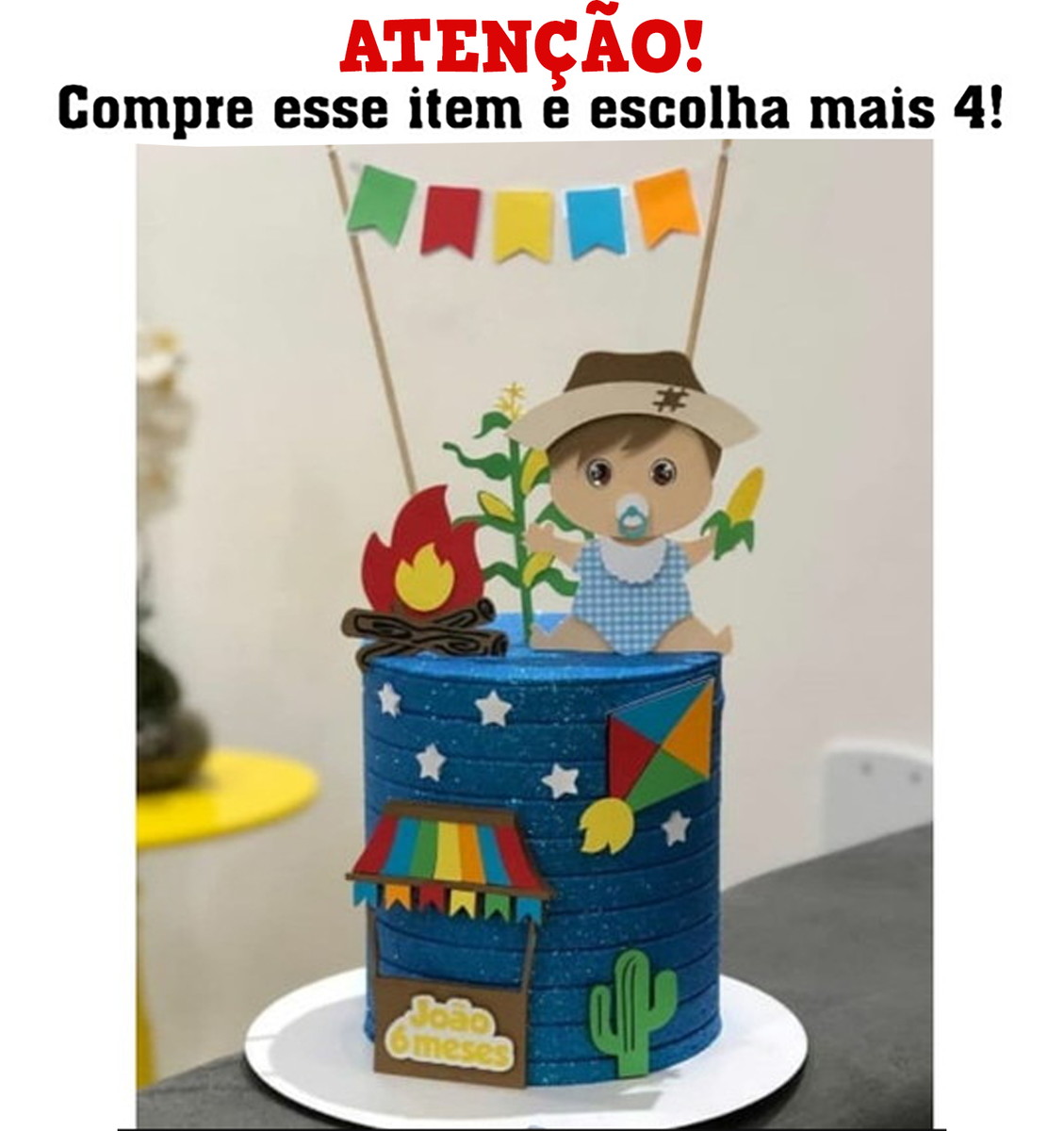 Arquivo de Corte: Topo de Bolo Arraiá Menino Baby 017