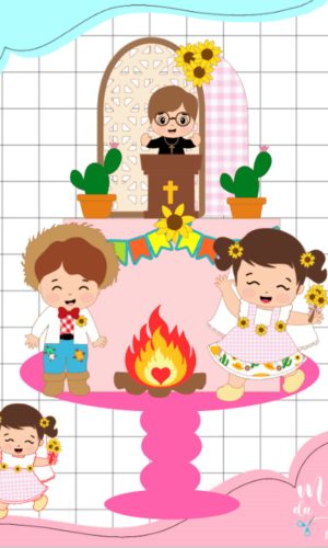 Arquivo de Corte: Topo Junino Casal Caipira Baby Arraiá 076