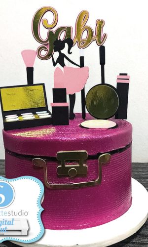 Arquivo de Corte/topo - Maleta de Maquiagem Rosa + Fonte