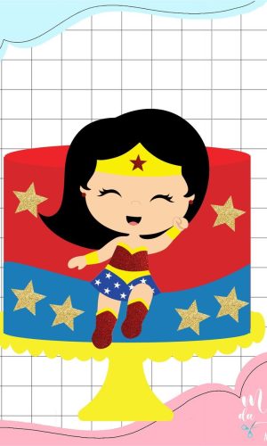 Arquivo de Corte: Topo Mulher Maravilha Cute 008