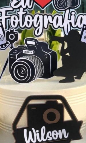 Arquivo de topo de bolo fotógrafo