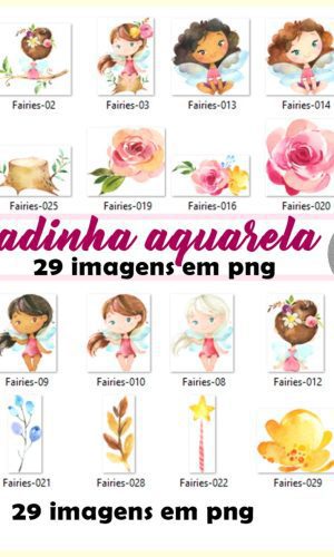 Arquivo Digitais Kit Fada Jardim Aquarela