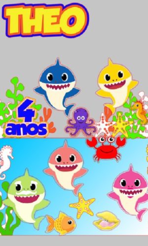 Arquivo digital p/ SILHOUETTE - Topo de Bolo Baby Shark 02
