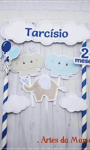 Arquivo Digital para corte topo de bolo Elefantinhos