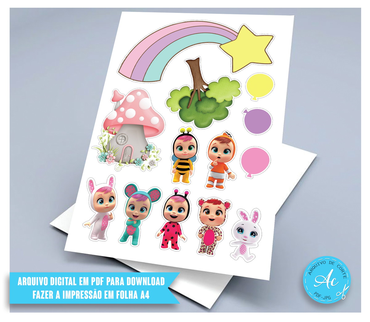 Arquivo Digital Topo de Bolo Cry Babies #1 Pdf/jpg - Imagem 3