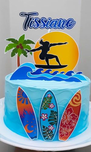 Arquivo Digital Topo de bolo Mulher Surfista #1 PDF/JPG