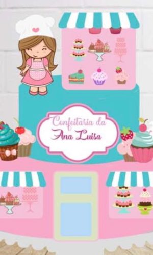 Arquivo Digital Topo de Bolo Menina Confeitaria