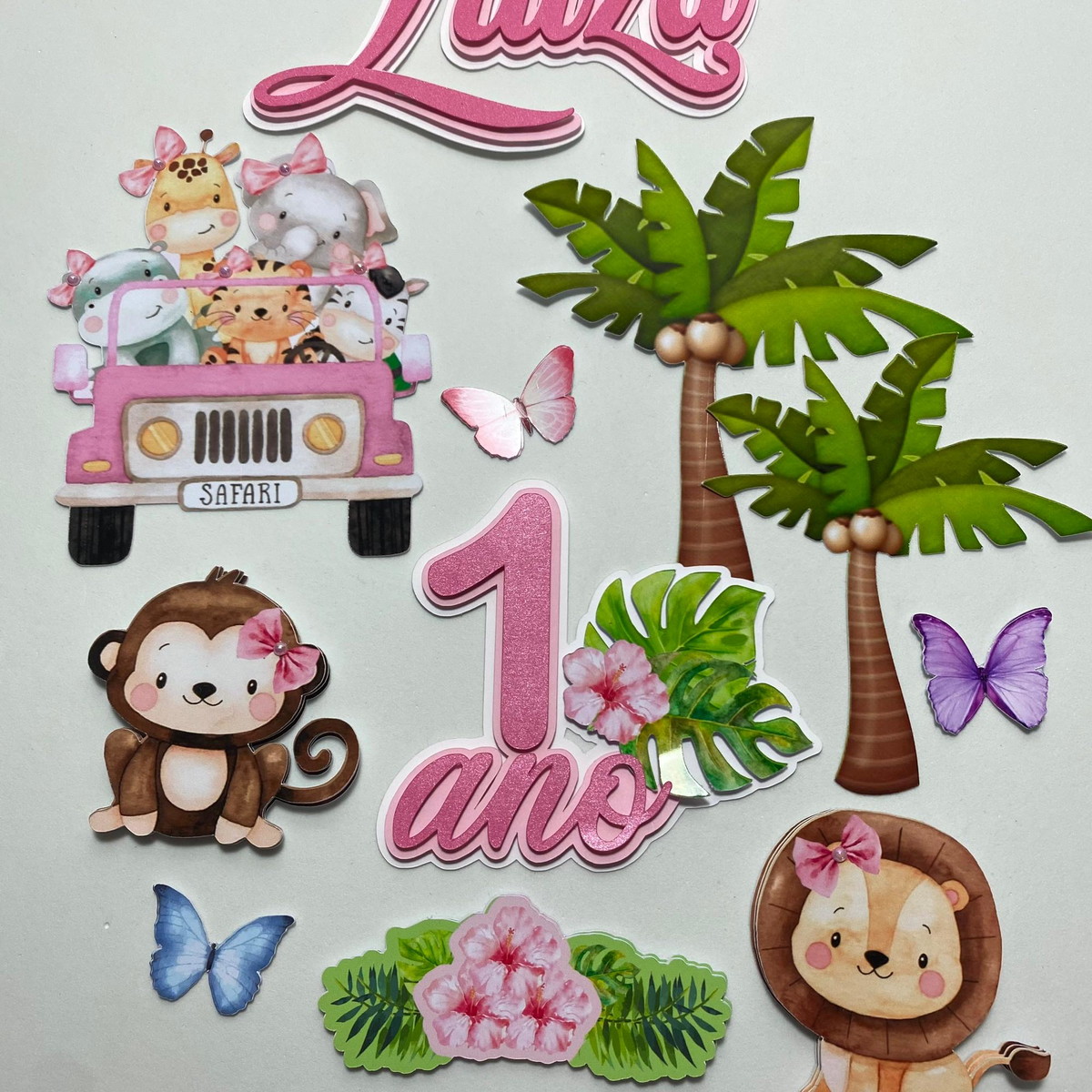 Arquivo Digital Topo de Bolo Safari Menina