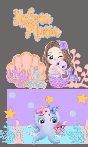 ARQUIVO DIGITAL- Topo de bolo sereia cute