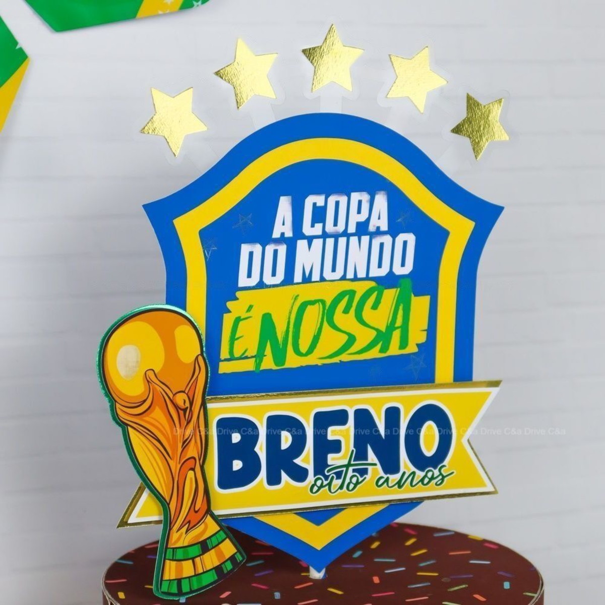 Arquivo em Svg Topo de Bolo Copa do Mundo Futebol Brasil - Imagem 2