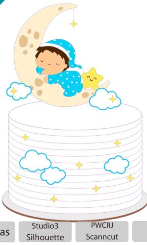 Arquivo Topo de bolo de chá de bebê dormindo na lua +1 tema
