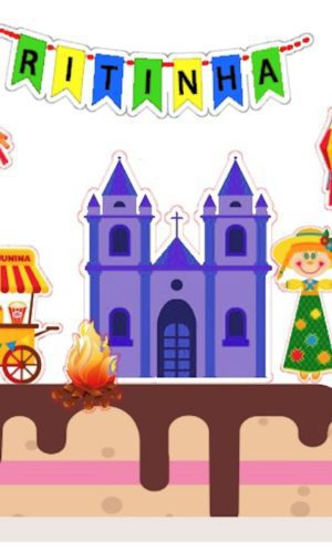 Arquivo Silhouette Topo de Bolo Festa São João Brasil Menina