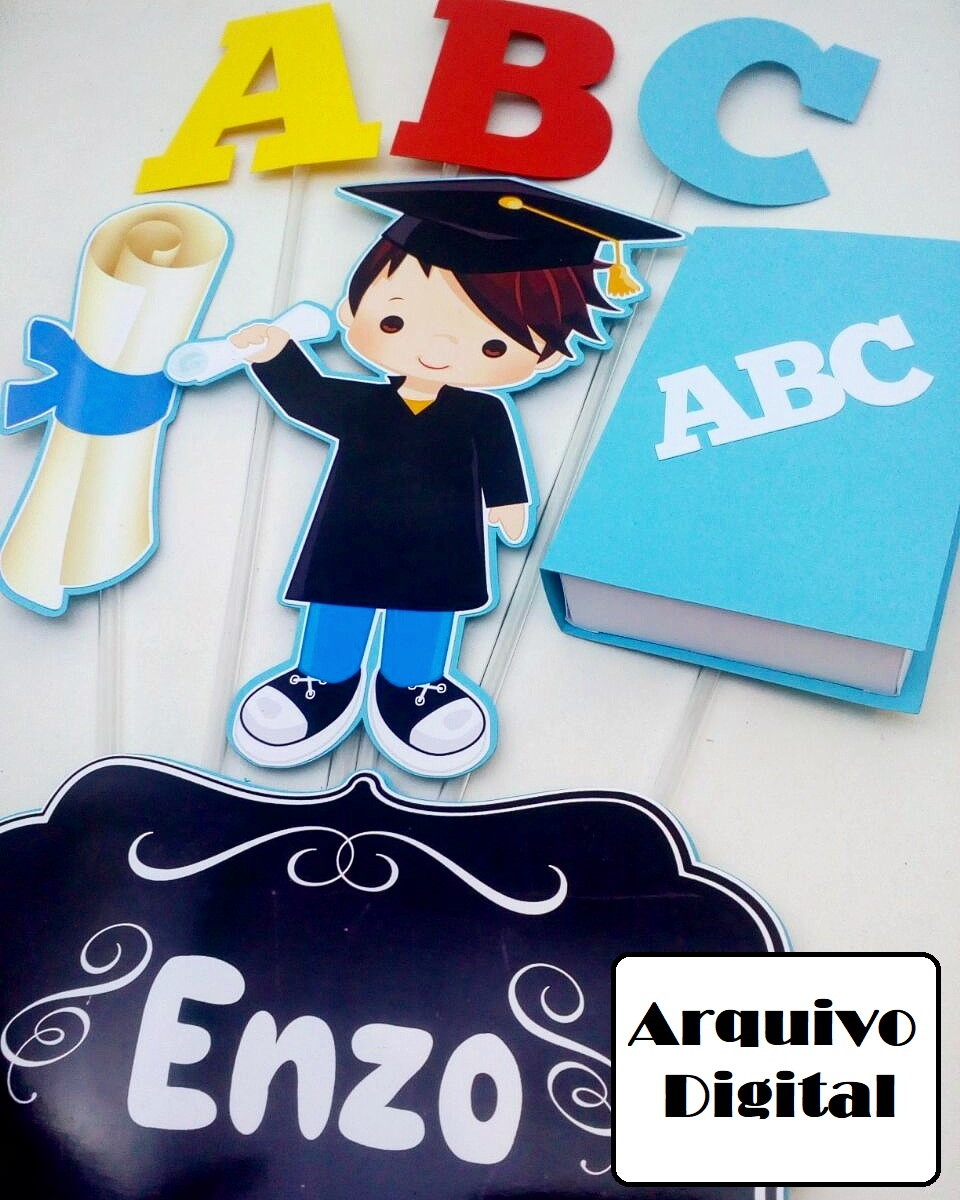 Arquivo Silhouette Topo de Bolo Formatura Abc Menino