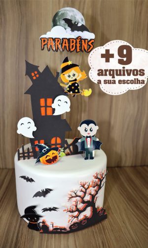 535- Arquivo Silhouette Topo De Bolo Hallowen Cute + 9
